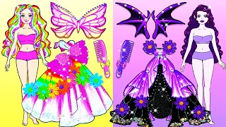 DIY Paper Dolls & Cartoon - OMG! Who Got The Rainbow Hair? - Barbie Transformation Handmade