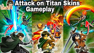 ATTACK ON TITAN SKIN EFFECTS REVIEW!🔥Eren, Mikasa, Levi | Mobile legends