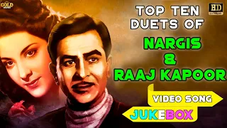 Top 10 Duets Of Nargis & Raaj Kapoor Songs Jukebox - HD Video Songs Jukebox | Popular CLassic Songs.