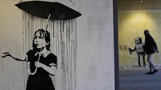 Banksy street art reproduced inside Milan's central train station