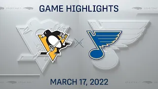 NHL Highlights | Penguins vs. Blues - Mar 17, 2022