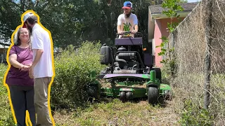 SHE WAS STRUGGLING to find someone to cut her CRAZY OVERGROWN YARD!!!