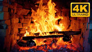 🔥 Cozy Burning Logs in Fireplace 🔥 4K Virtual Relaxing Fireplace with Fire Crackling Sounds 3 Hours