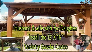 Yardistry 12’  x 16’ wood gazebo with Aluminum roof Costco || using timelapse