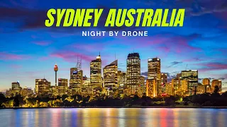 Sydney City Australia at Night by Drone - Sydney Australia Drone Night View