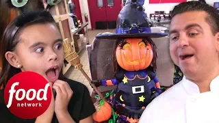 Buddy Makes A Halloween Themed Cake With A Candy Apple Filling For Bella And Carlo | Cake Boss