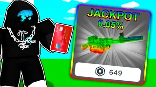 Spending Robux for 0.05% JACKPOT WEAPON in Roblox..