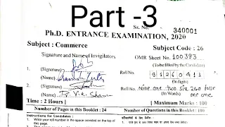 Part-3 | Ph.D Entrance Paper Solved| Kumaun University Nainital Uttarakhand|