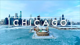 Chicago On Ice - Polar Vortex 2021 And Winter Snow Storm | 4K Drone Footage