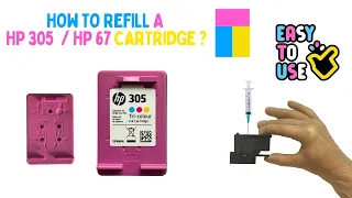 How to refill a HP 305 and HP 305XL colour - TRi-Colour ink cartridge refilling