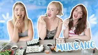 SUSHI MUKBANG 🍣😻 met Kristina K & Sharon Navarro | REBECCA DENISE