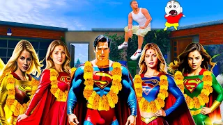 Franklin,Shinchan celebrates Superman & Supergirls marriage with all avengers In GTA 5 Telugu !