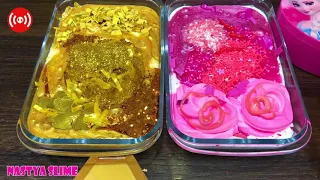 GOLD vs PINK! Mixing Random into GLOSSY Slime ! Satisfying Slime Video #368