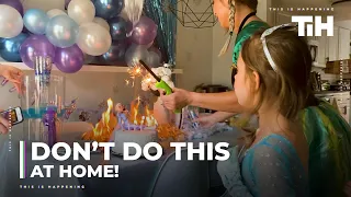 Sparkler on Birthday Cake Causes Fire During Celebration