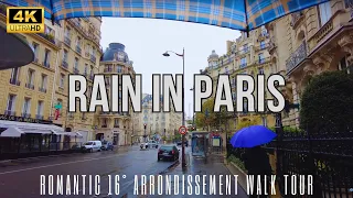 [4K] Rainy Sunday Morning in Paris 16th Arrondissement | Autumn Splendor | Relaxing Walking Tour