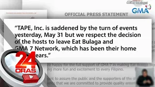 Iba pang hosts at production staff ng "Eat Bulaga," nag-resign sa Tape Inc. kasunod ng... | 24 Oras