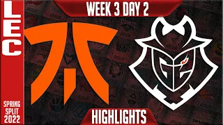 FNC vs G2 Highlights | LEC Spring 2022 W3D2 | Fnatic vs G2 Esports