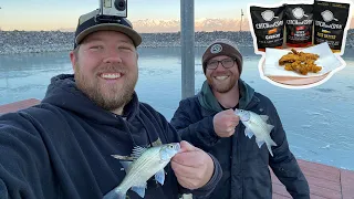 "Ice Fishing" Utah Lake - Trying Jay Siemens Catch and Cook!