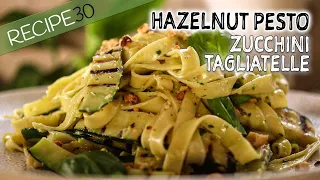 Hazelnut basil pesto Pasta with Charred Zucchini