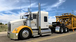 Kenworth T800 - (Moving a Huge Crane) - Globe Lowboy Trailer - American Truck Simulator