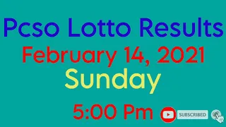 Pcso Lotto results February 14, 2021 5:00 Pm l 2D lotto l 3D lotto