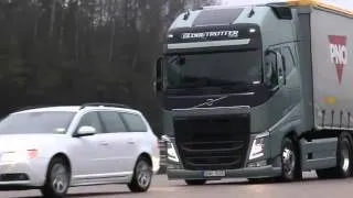 Volvo Trucks emergency braking system test