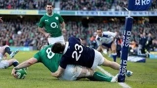 TMO confirms Jamie Heaslip does not score a try - Ireland v Scotland 2nd February 2014