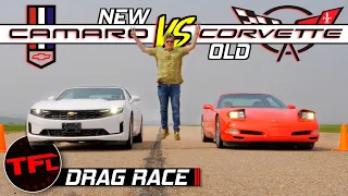 Old vs New: Can a NEW 4-Cylinder Camaro Beat an OLD V8 Corvette in a Drag Race?