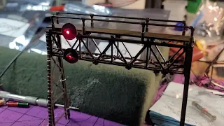 HO Scale Home made LED Search-Light Signals on a Bachmann Signal bridge