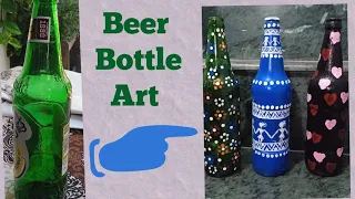 3 easy and simple beer bottles  art #making craft of beer bottles #trending bottles art #bottle art