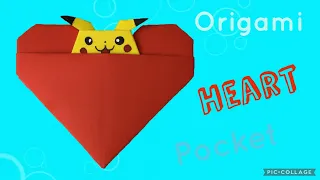 How to make an Origami Heart Pocket for Mother’s Day!! ❤️👩🎁🌹[PLUS ORIGAMI BUNNY, PIKACHU AND CAT