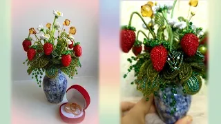 DIY / КЛУБНИКА ИЗ БИСЕРА / Мастер-класс / Цветы из бисера / beaded flowers / Бисероплетение