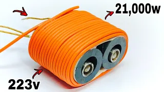 I turn permanent magnet into 223v 21,000w free energy generator use super transformer