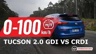 2019 Hyundai Tucson 0-100km/h & engine sound (2.0 GDI vs 2.0 CRDi)