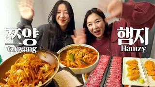 I drank soju with TzuyangㅣGood Choice, Beef Sashimi, Sea Urchin, Han River RamyeonㅣHamzy Vlog