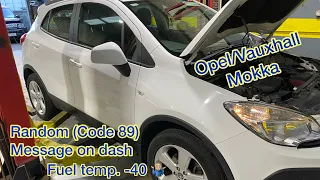 Opel/Vauxhall Mokka, fuel temperature fault & code 89