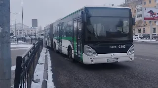 Астана. C012 Irisbus Citelis 18 маршрут 37 A814 Yutong ZK 6128 HG маршрут 5A