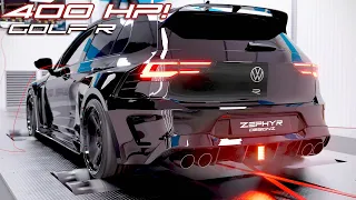 400HP VW GOLF R Zephyr HARDCORE Bodykit Concept DYNO RUN Akrapovic OPF Delete Exhaust | 4K