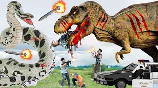 Last Blockbuster T-rex Attack | Anaconda vs T-rex | New Hollywood Movie (2023) | Dinosaur | Hey Dino