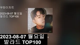 [광고없는 실시간 인기차트]  [KPOP PLAYLIST]  2023년 08월 7일 발라드TOP100, ballde Top100(korean Lyrics)