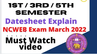 Ncweb Du Datesheet March 2022 - 1st / 3rd/ 5th Semester Exam