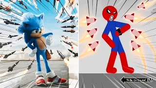 8 Min Sonic vs Stickman 🌀 Stickman Dismounting Funny Moments 🌀 Best Falls #4