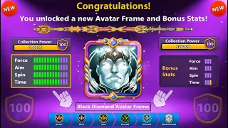 8 ball pool Black Diamond Avatar Frame 😍 Cue Power Level Max 100