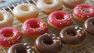 Moist Baked Doughnuts glazed with three different flavours.