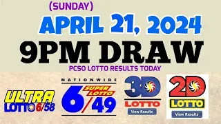 Lotto Result Today 9pm draw April 21, 2024 6/58 6/49 Swertres Ez2 PCSO#lotto