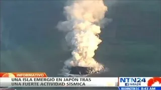 Pequeña isla emerge en Japón, tras fuerte erupción volcánica