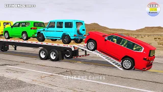 Flatbed Trailer Mercedes Toyota Cars Transportation with Truck #061 - BeamNG.Drive