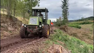 DDR ZT325-A mit Wegehobel AWH 28 Weginstandsetzung Bad Tabarz Datenberg Thüringer Wald Forst