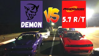 Can the 5.7 ProCharged R/T (RT) beat a 2018 Dodge Demon?