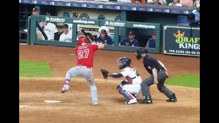 Mike Trout at bat...home run (likely out until July/knee surgery) Angels vs. Astros...7/7/19